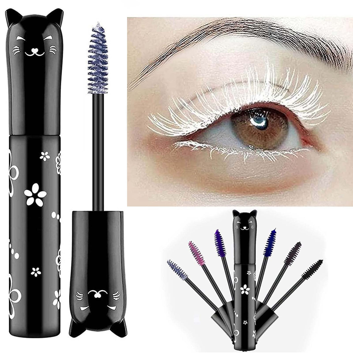 TWLBXMG White Waterproof Mascara - Lengthening, Curling, Hypoallergenic for Party & Halloween Use