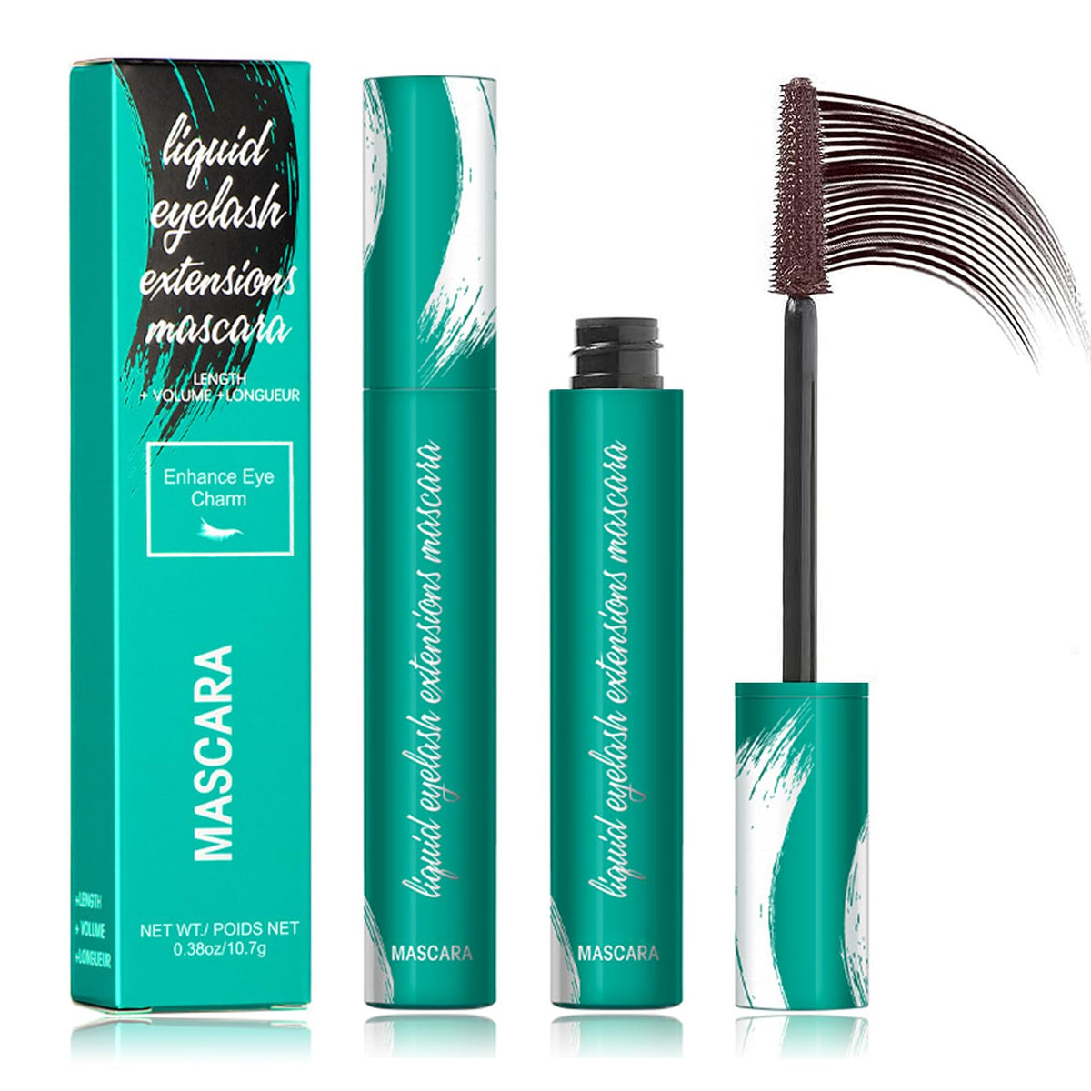 Charm Kiss Brown Thick Mascara - Waterproof, Smudge-Proof, Lengthening & Thickening Effect, 0.38 Oz