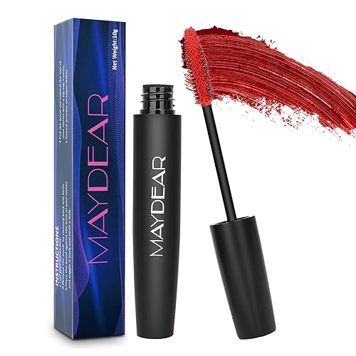 Maydear Red Mascara - Waterproof, Long Lasting, Smudgeproof Eye Makeup For Women, 0.35 Oz