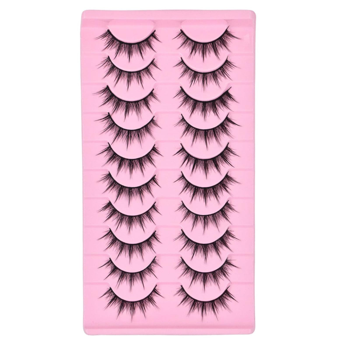 Augenli 10 Pairs Manga Lashes - 16Mm Wispy Clusters, Cat Eye Faux Mink For Anime Cosplay