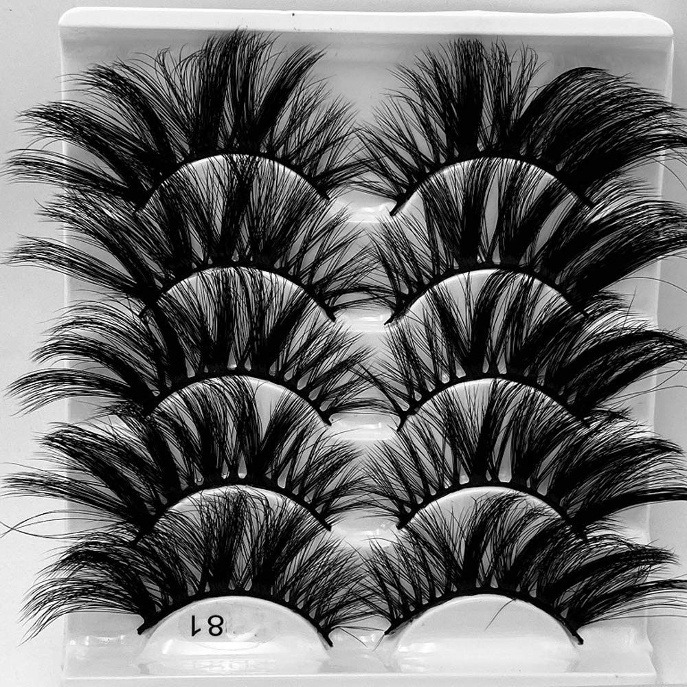 HBZGTLAD 5 Pair 25mm 3D Mink Lashes - Long, Thick, Natural False Eyelashes, Black