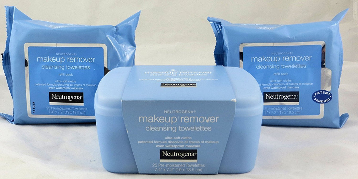 Neutrogena Makeup Remover Cleansing Towelettes Combo Pack - 75 Count Total, Travel-Friendly