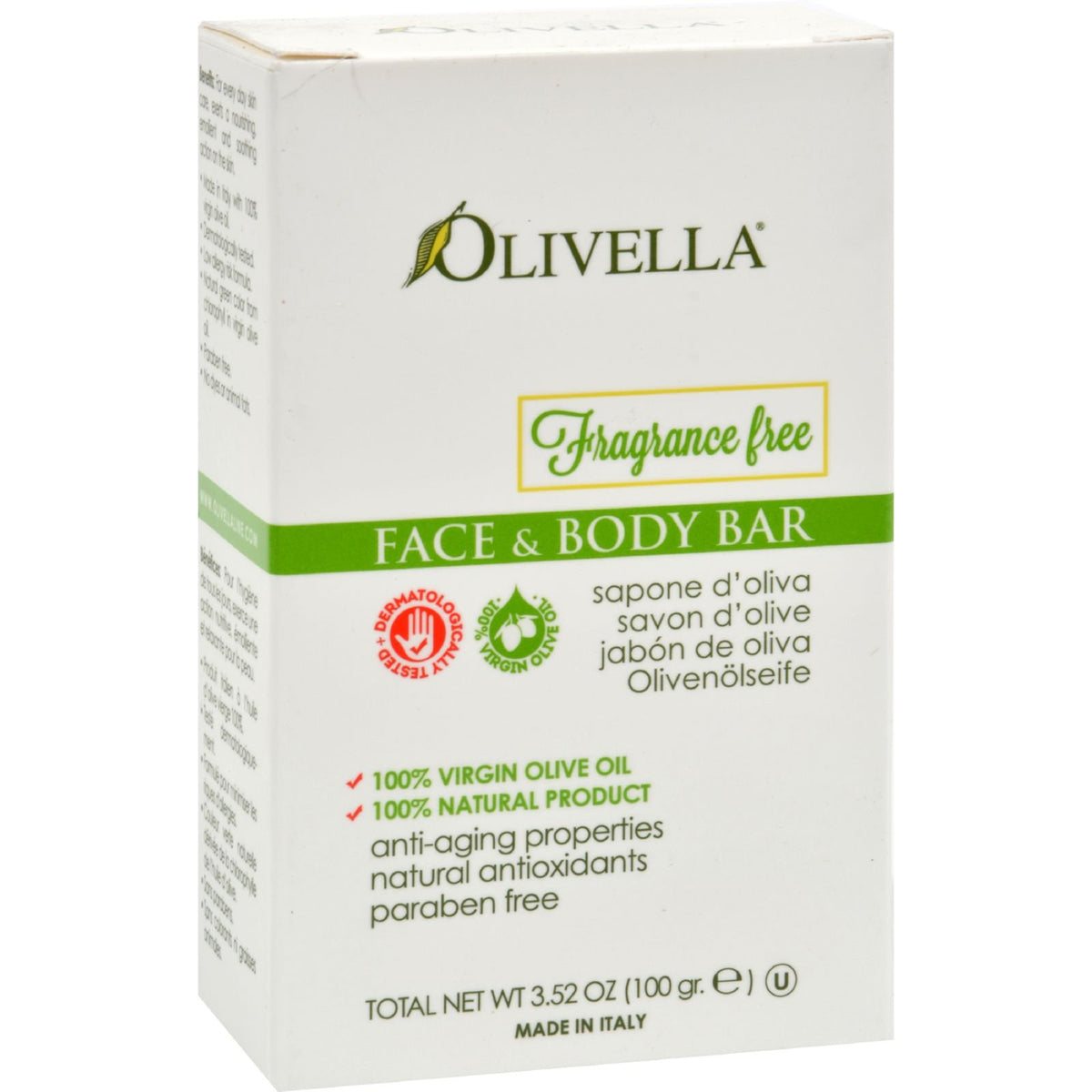 Olivella Unscented Bar Soap, 3.52 Oz - Gentle Cleansing, 1 Count (Pack Of 1)