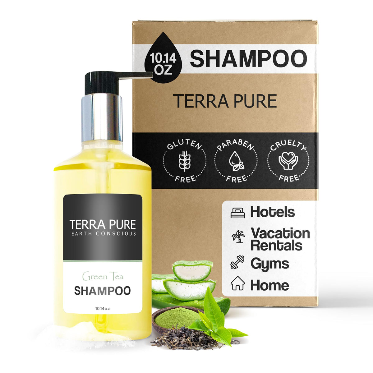 Terra Pure Shampoo 10.14 Oz - Premium Hotel Amenities, Hydrating & Gentle Formula