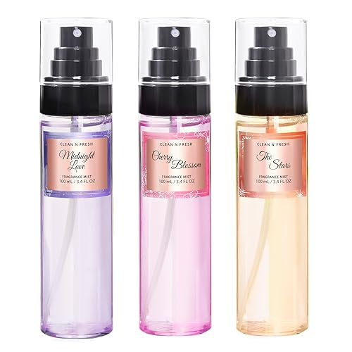 Clean-n-Fresh Cherry Blossom Body Spray Gift Set, 3 Pack, 3.4 Fl Oz Each, Fragrance Mist