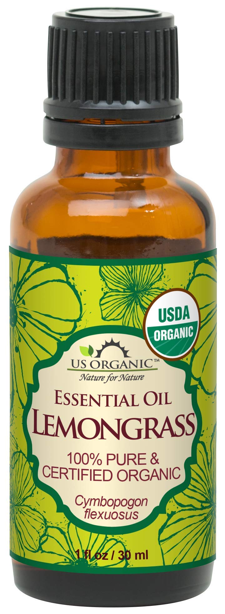 US Organic 100% Pure Lemongrass Essential Oil, USDA Certified, 30ml for Hair & More