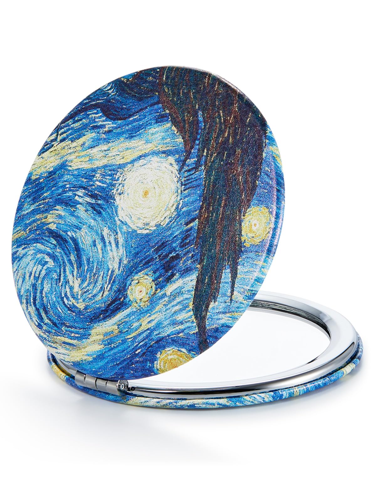 Omiro Compact 1X/10X Magnifying Mirror, Starry Night Pocket Mirror With Pu Leather Case