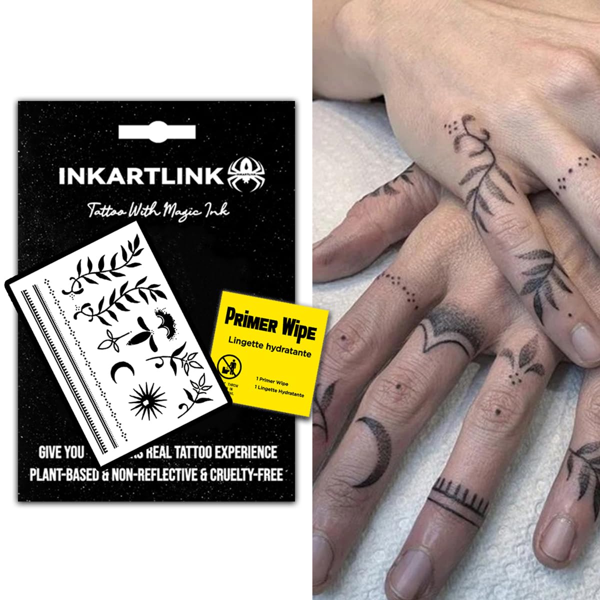 Inkartlink Waterproof Henna Finger Tattoo - 15 Days, Realistic Design, Cruelty-Free, Exquisite Packaging