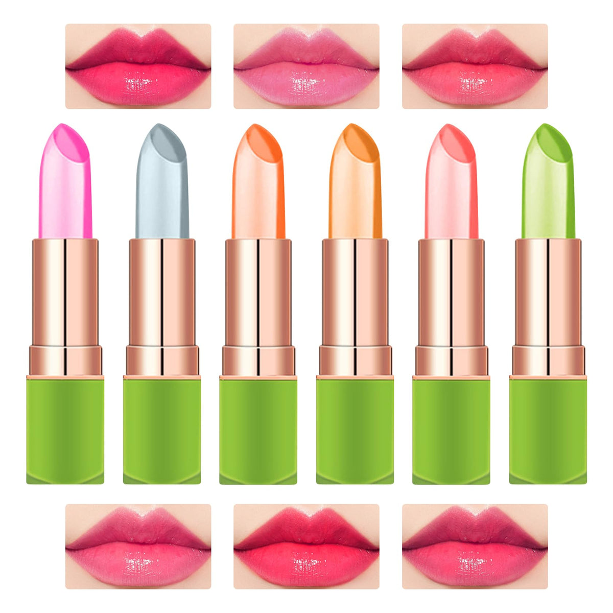 Lzylls Aloe Jelly Lipstick - Waterproof, Color Changing, Long Wear Moisturizing Lip Balm, 6 Pack