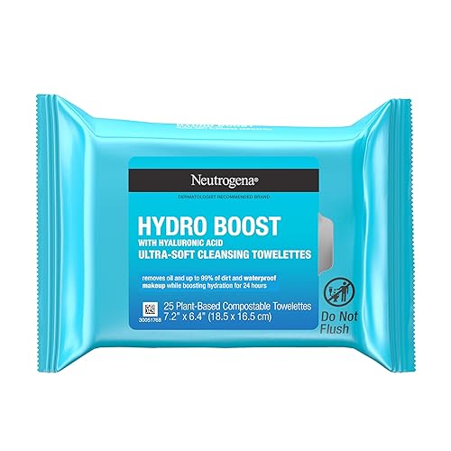 Neutrogena Hydro Boost Face Wipes With Hyaluronic Acid, 25 Count, Hydrating Makeup Remover