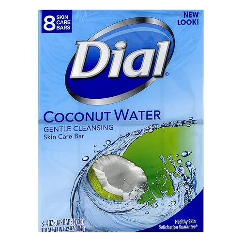 Dial Coconut Water Skin Care Bar Soap, 4 Ounce (Pack Of 8) - Moisturizing Cleanser