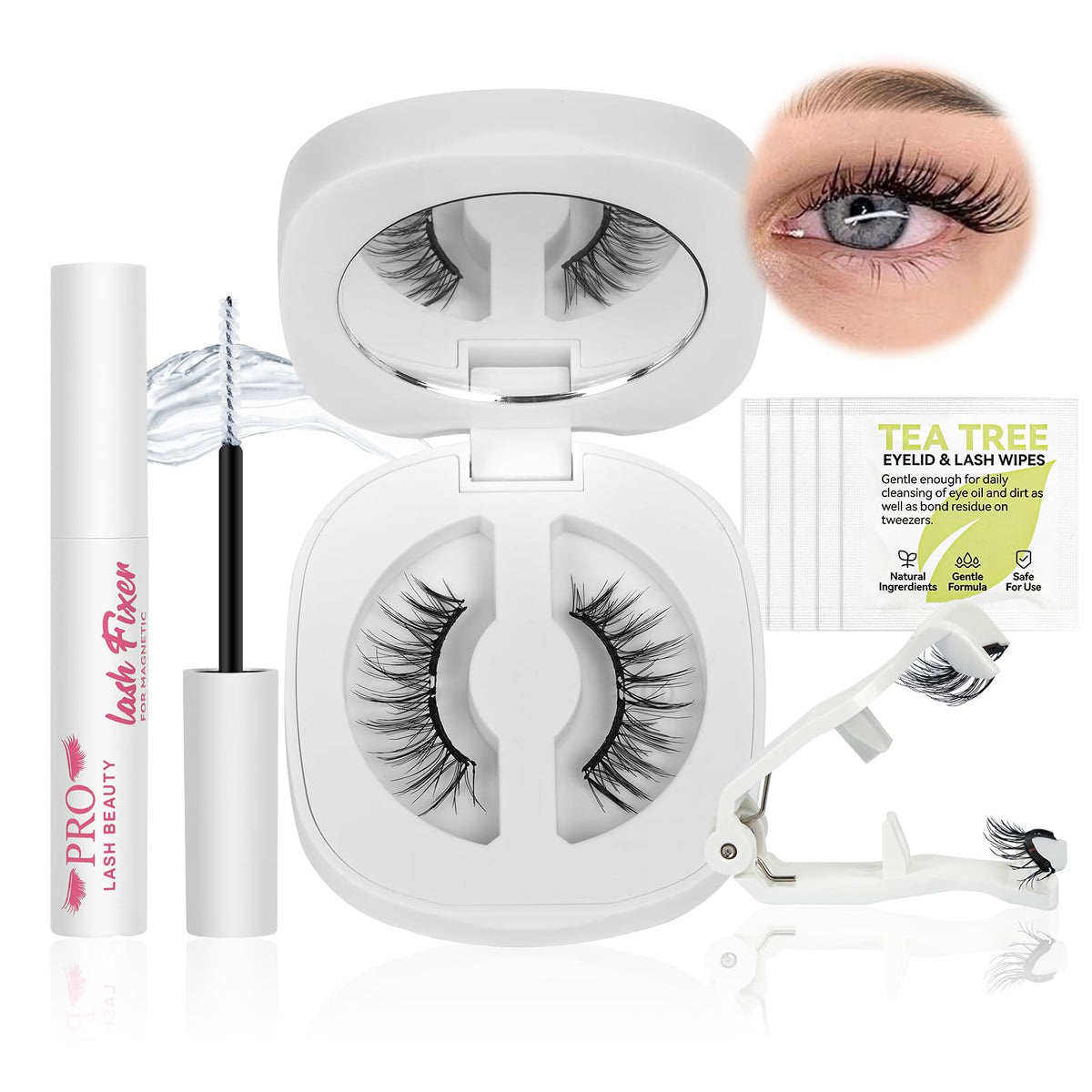 Pro Lashbeauty Magnetic Eyelashes - Soft Magnetic Lashes, Applicator & Fixer, Waterproof, Frisky