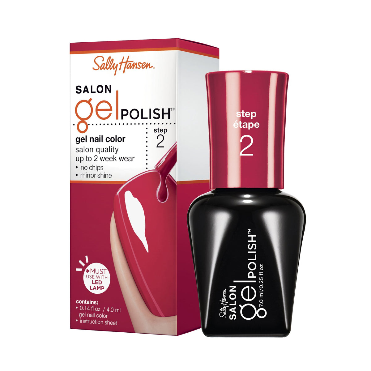 Sally Hansen Gel Polish Nail Lacquer, Red My Lips, 0.14 Fl Oz - Long-Lasting Shine