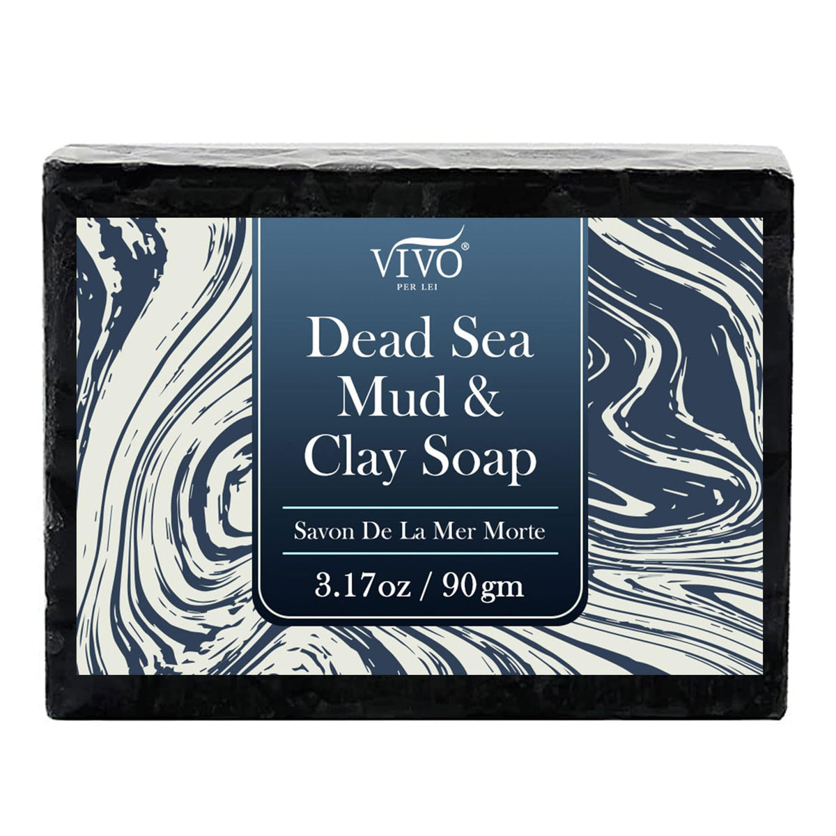 Vivo Per Lei Dead Sea Mud Soap Bar With Charcoal - Gentle Cleanser For Face & Body, 3.17 Oz