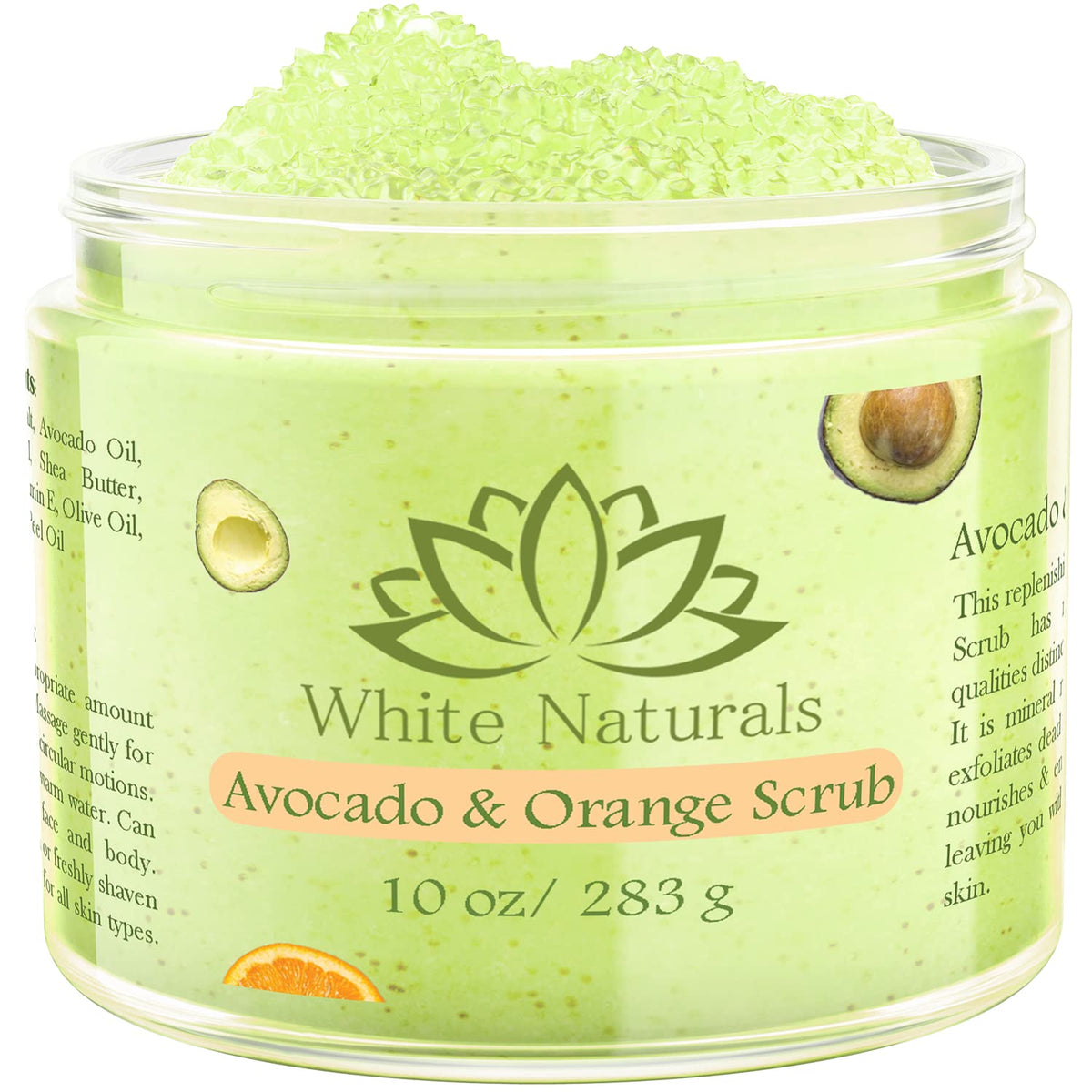 White Naturals Organic Avocado & Orange Body Scrub, 10 Oz - Exfoliate & Moisturize Skin