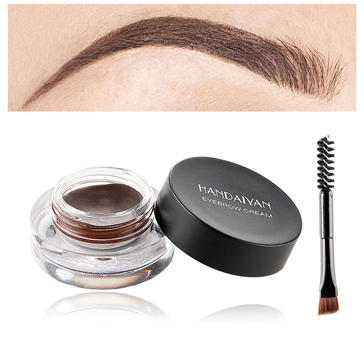 Xingxyuel Dark Brown Eyebrow Pomade Cream & Gel - Waterproof, Long Lasting With Brush, 0.04Oz