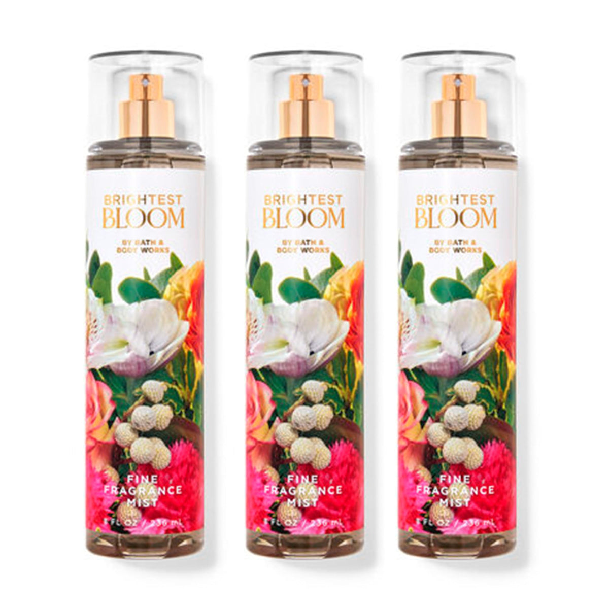 B&Bw Brightest Bloom Fine Fragrance Mist 8 Oz - Pack Of 3 By Myt, Floral Scented Body Spray