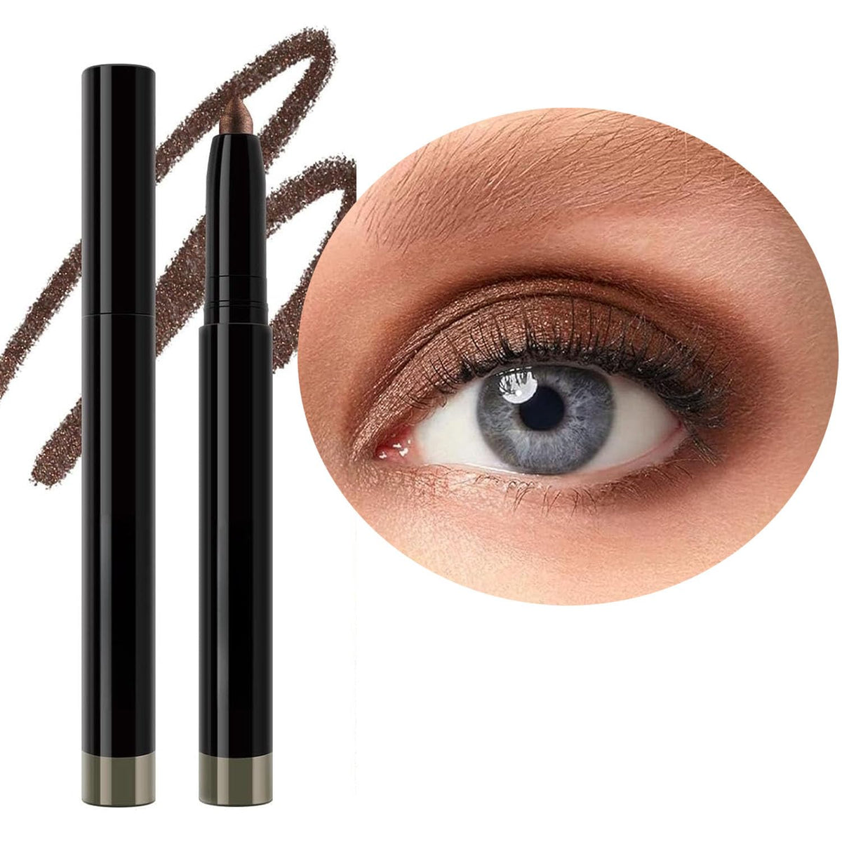 Metfdlaig Brown Eyeshadow Stick, Shimmer Waterproof Cream Pencil, High Pigment, Long Lasting