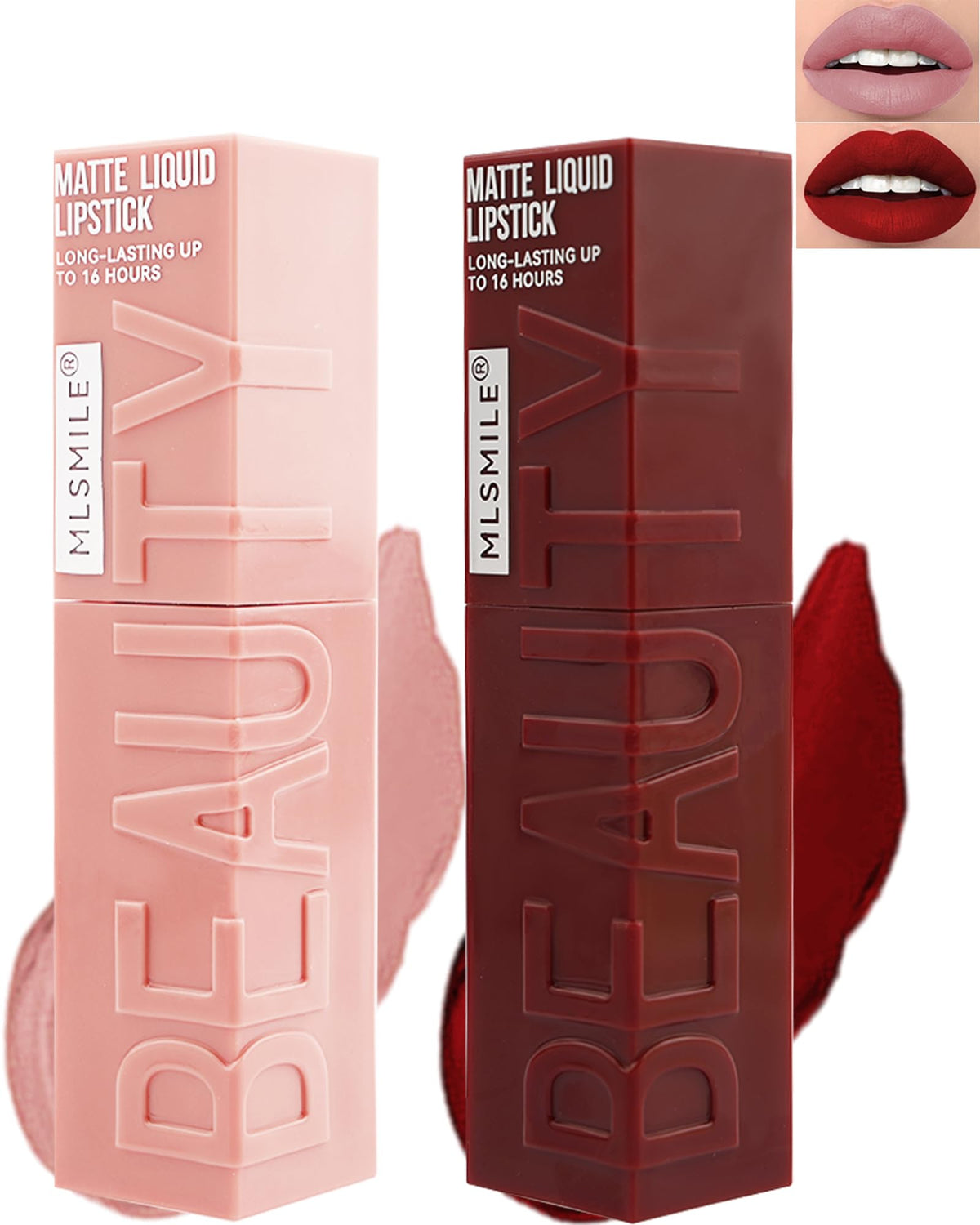 Lysdefeu Matte Liquid Lipstick Set - 2Pcs Nude Pink & Wine Red, Long Lasting, Waterproof