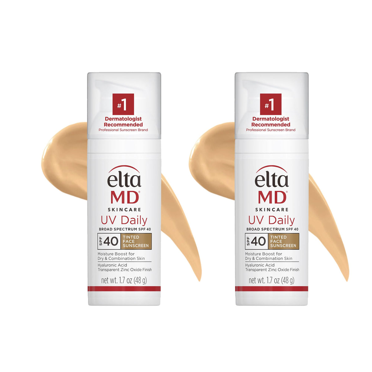 Eltamd Uv Daily Spf 40 Tinted Face Sunscreen Moisturizer, 1.7 Oz Pump, Pack Of 2