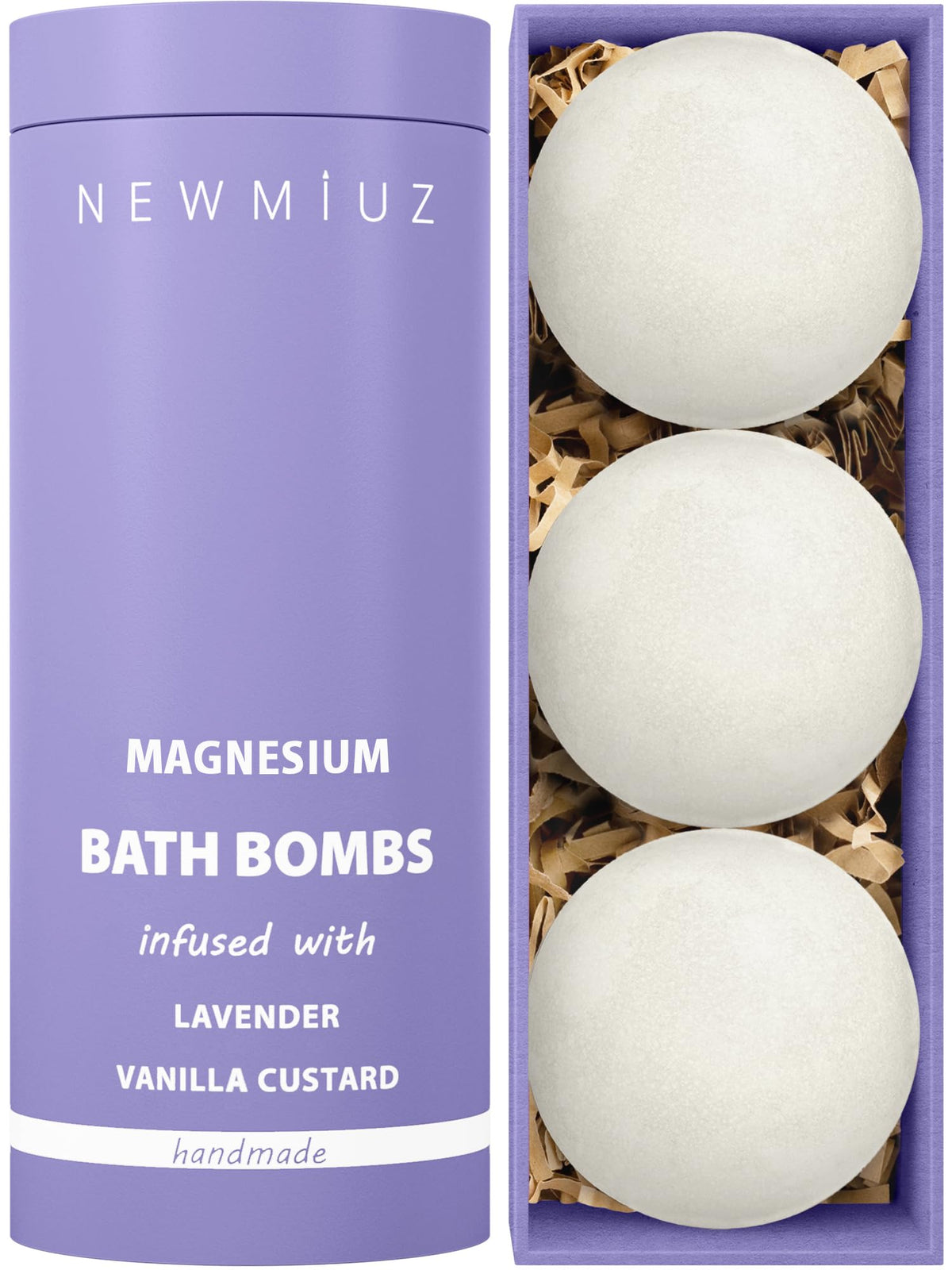 New Miuz Magnesium Lavender Vanilla Bath Bomb - Luxury Spa Gift Set For Sensitive Skin