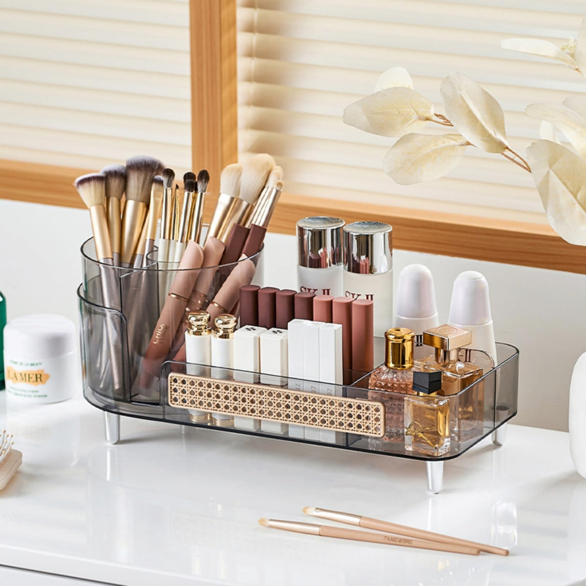 Booklov Rotating Makeup Organizer - Large Capacity Acrylic Caddy, Crystal Clear Skincare Display