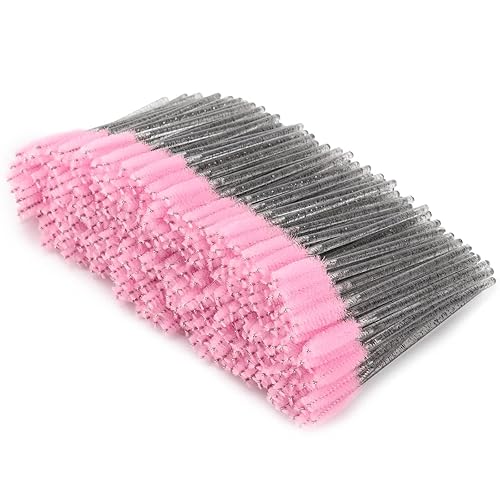 Tbestmax 300 Pcs Disposable Spoolies Mascara Wands for Eyelash Extensions - Black & Pink