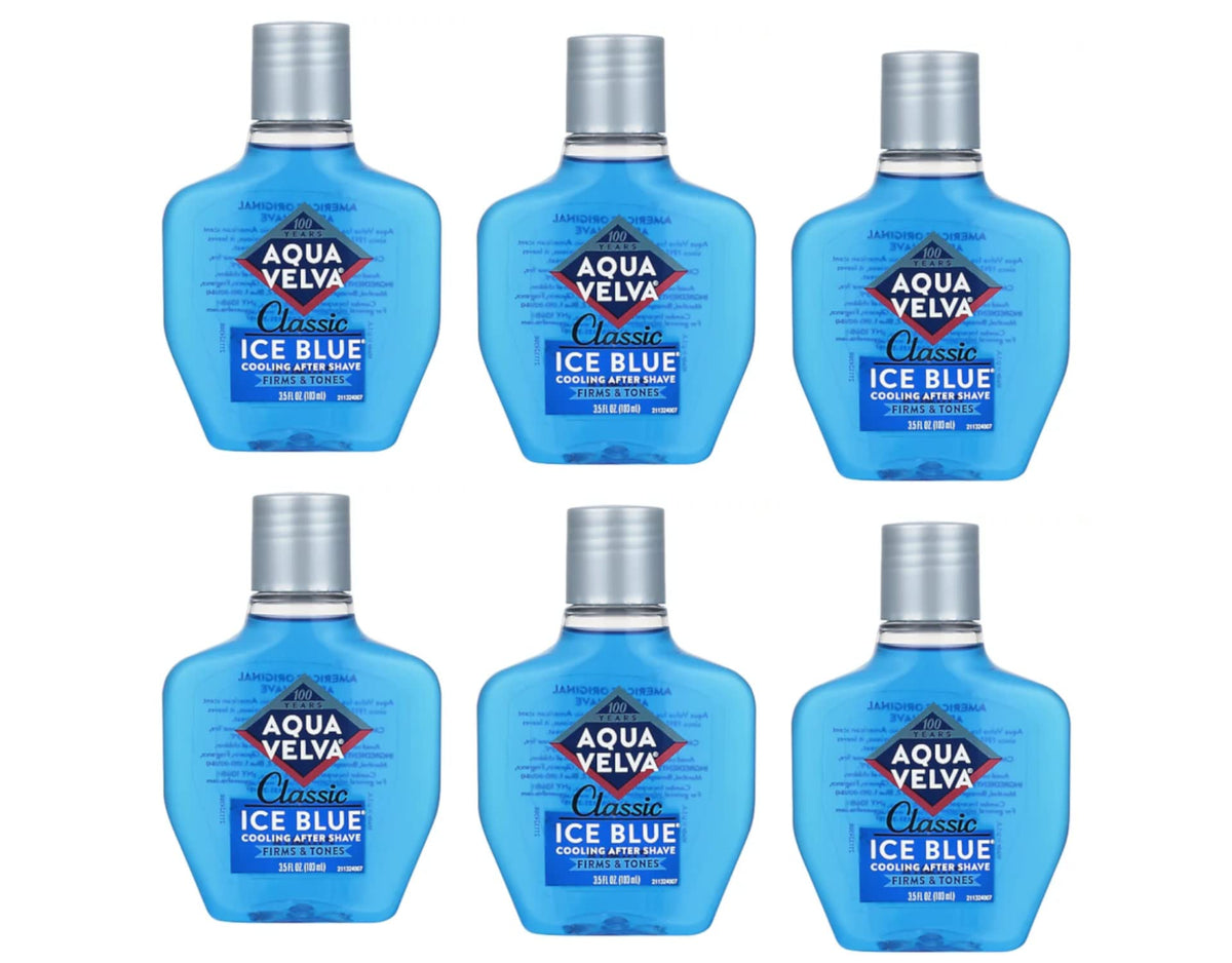 Aqua Velva Ice Blue After Shave, 3.5 Oz (6 Pack) - Soothing Men'S Grooming Essential