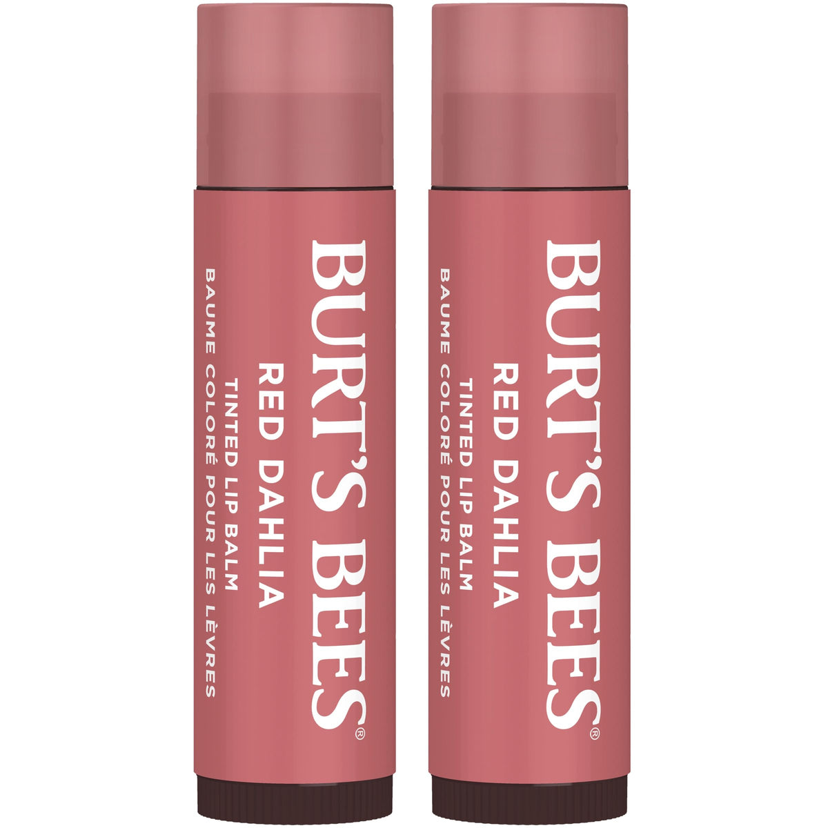 Burt'S Bees Lip Tint Balm Duo - Fiery Red Dahlia, Hydrating 2-Pack For Natural Buildable Finish