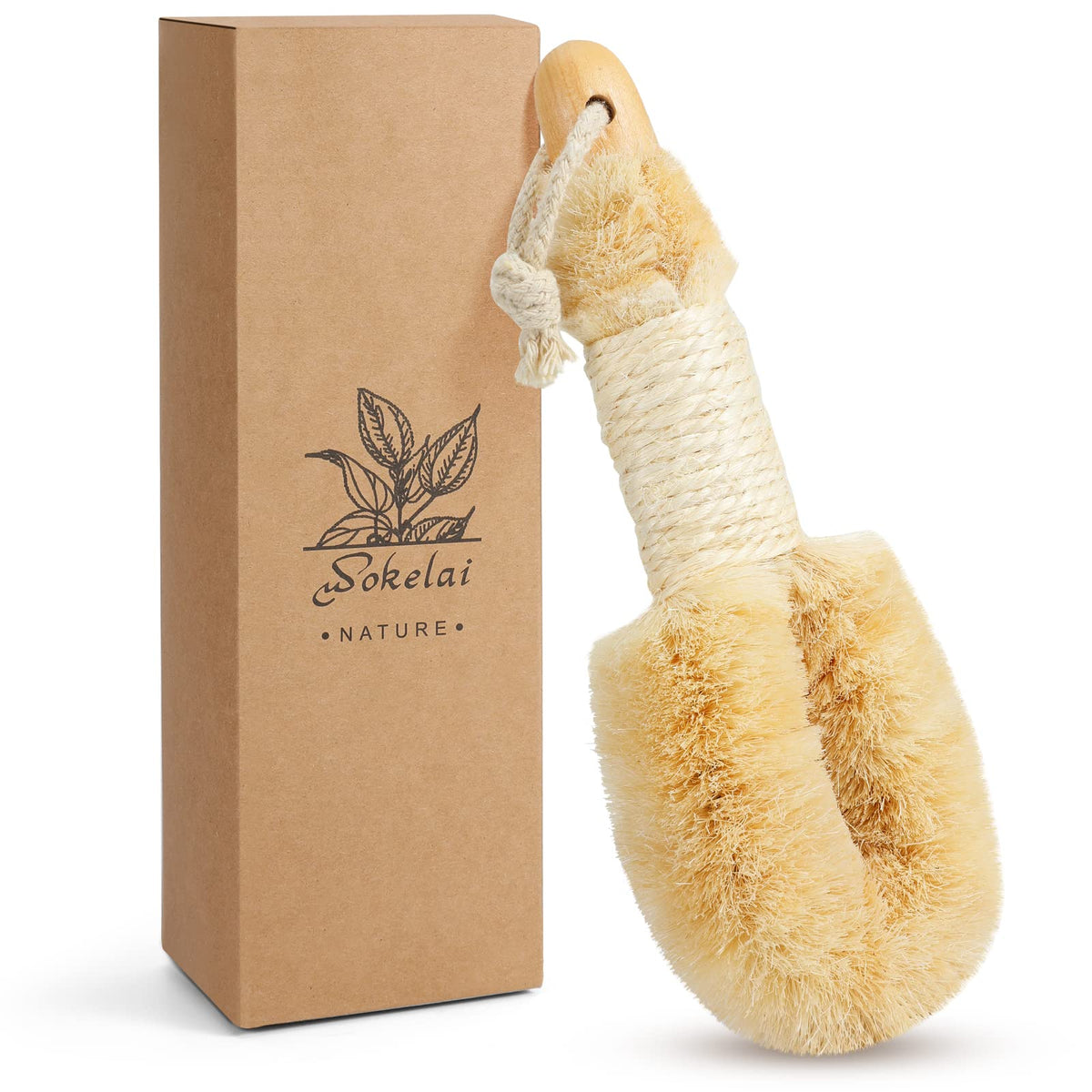 Wokelai Dry Brushing Body Brush - Natural Sisal Exfoliator For Cellulite & Ingrown Hairs