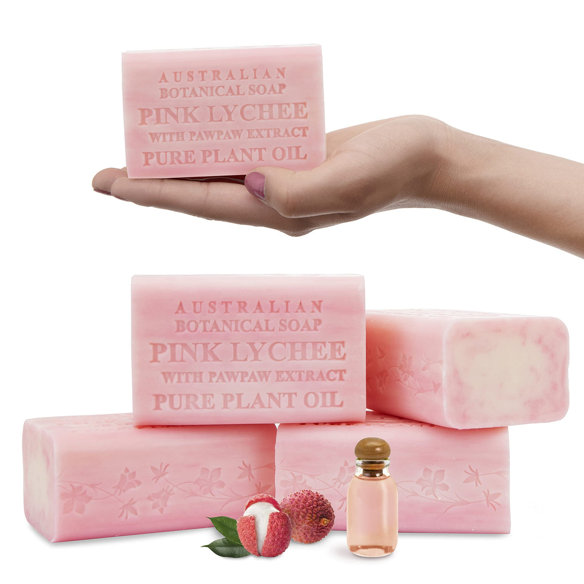 Australian Botanical Soap Pink Lychee & Pawpaw Extract 6.6 oz - 4 Count, Shea Butter Enriched