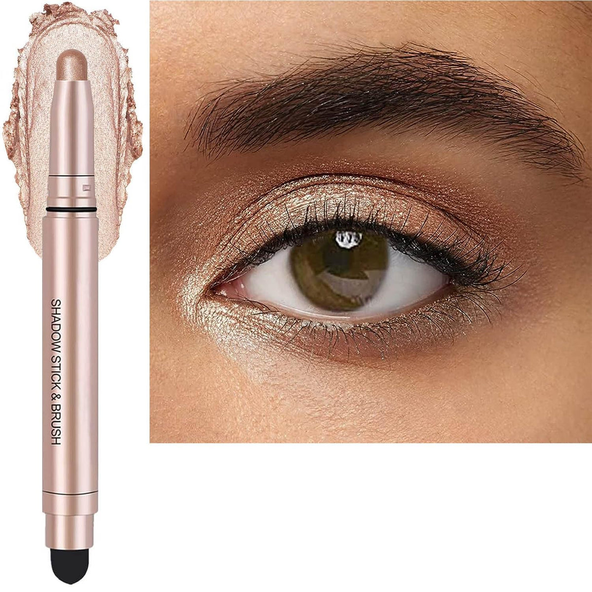 Metfdlaig Champagne Eyeshadow Stick - Shimmer Cream, Waterproof, Long Lasting, Hypoallergenic