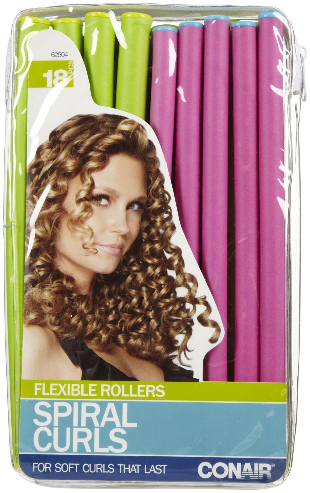 Conair Spiral Rollers, 18 Count Multicolor Hair Rollers For Curls And Waves