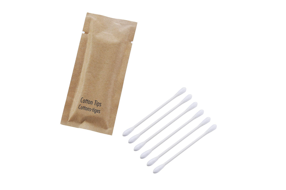 Bio Corn Large Head Cotton Swabs - Eco-Friendly Paper Bag, 100 Swabs For Hotel Amenities