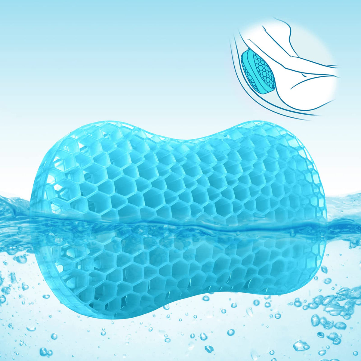 Sunlit Aqua Gel Bath Pillows - Lumbar Back Support With Non-Slip Suction Cups For Tubs