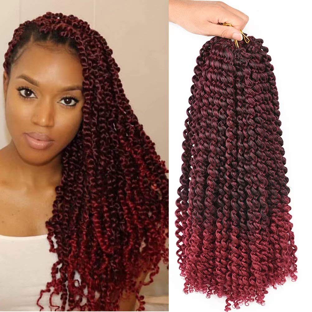 Yorostar Water Wave Crochet Hair 18&quot; 6 Pack Ombre Red Passion Twist Synthetic Extensions