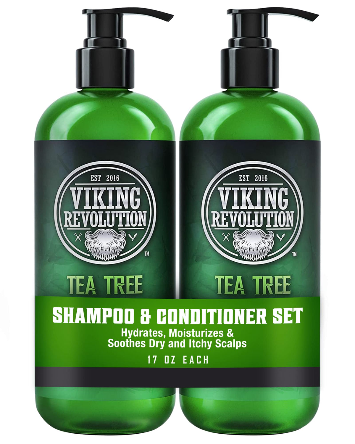 Viking Revolution Tea Tree Shampoo & Conditioner Set - Hydrates & Soothes Dry Scalps, 17 Oz