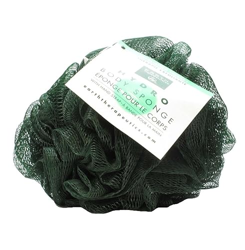 Earth Therapeutics Hydro Body Sponge With Hand Strap - Dark Green, Soft Sponge For Bathing