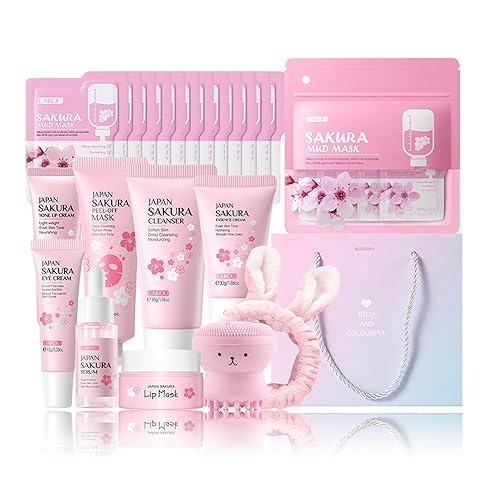 Fashion Base Skin Care Set For Women - Korean Beauty Gift, Cleanser, Serum, Toner, Eye Cream, Mask