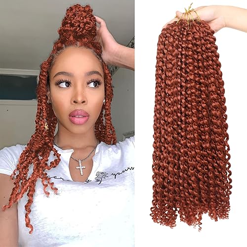 Zrq 18&quot; Copper Red Water Wave Crochet Hair 2Packs Passion Twists For Butterfly Locs