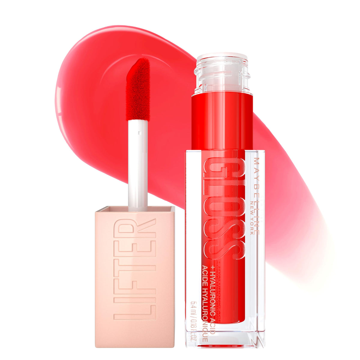 Maybelline Lifter Gloss With Hyaluronic Acid, Sweetheart, Sheer Red, 0.18 Fl Oz