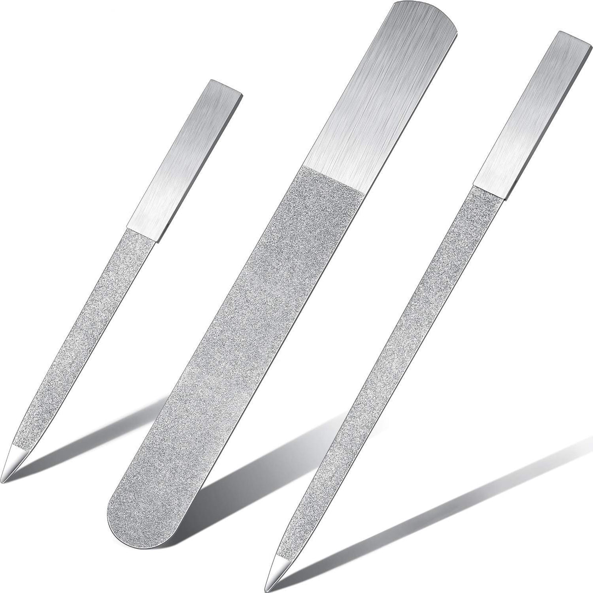 Mudder 3-Piece Diamond Nail File Set - Stainless Steel Dual-Sided Manicure Tools For Home & Travel