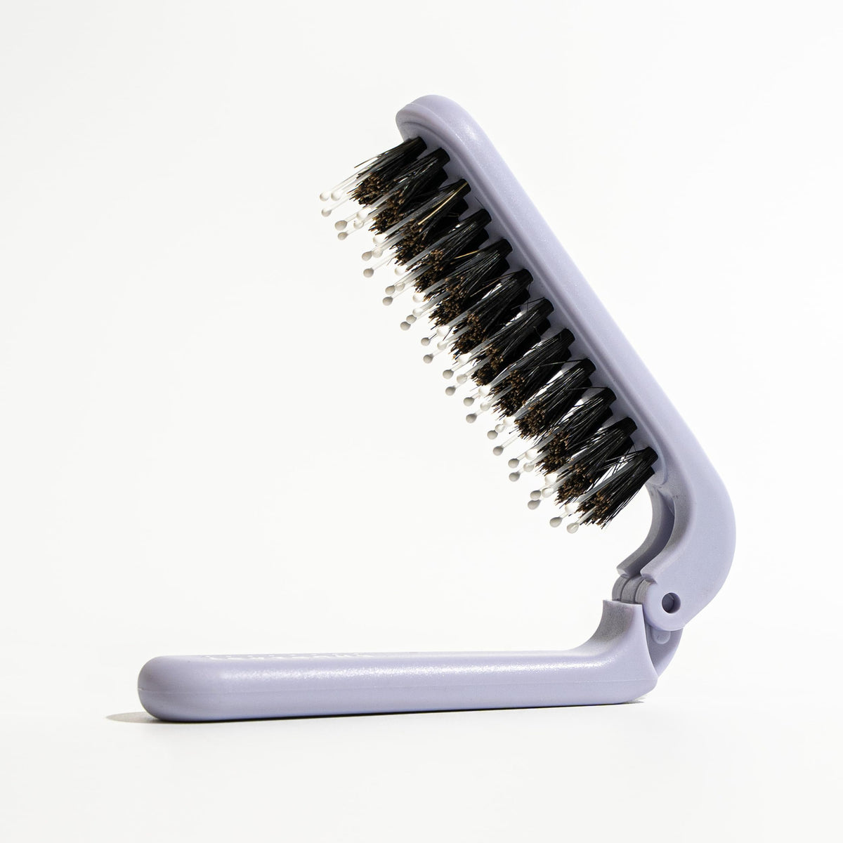 Uffy Mini Folding Hair Brush With Boar Bristles - Lavender, Compact For Wet & Dry Hair