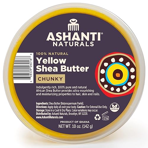 Ashanti Naturals Yellow Raw Shea Butter - Unrefined, 100% Natural Moisturizer, 10 Oz