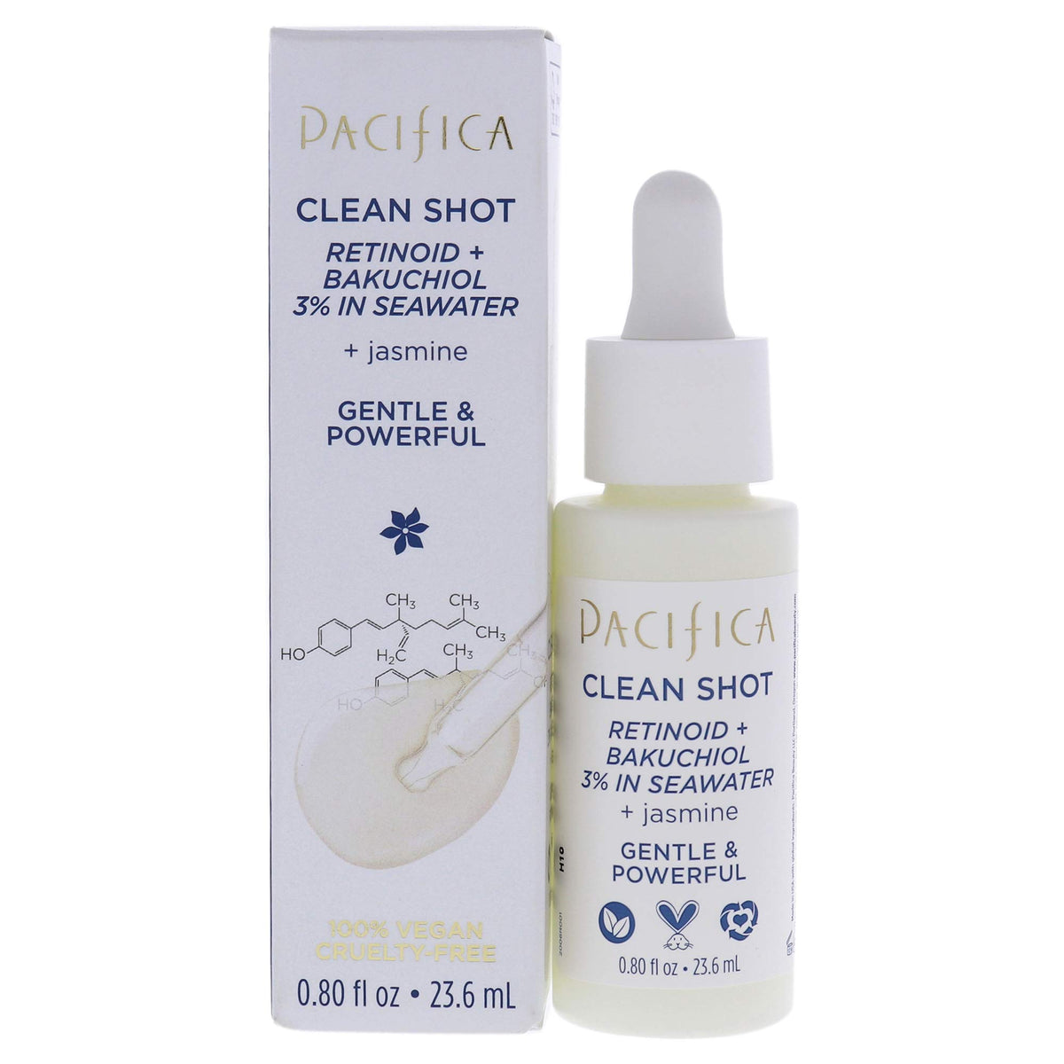 Pacifica Clean Shot Retinoid and Bakuchiol 3 Percent In Seawater Unisex 08 oz