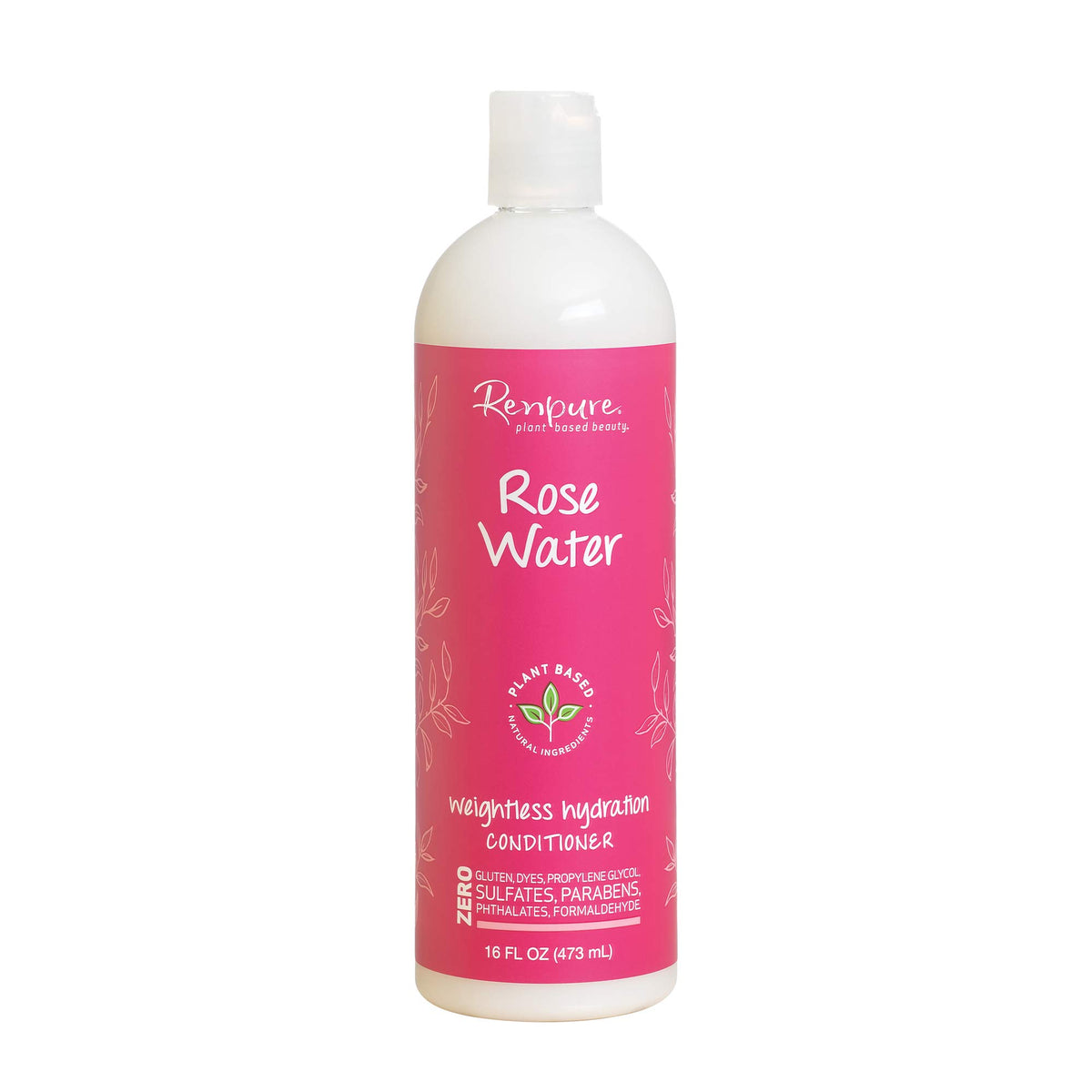 Renpure Plant-Based Rose Water Conditioner, Weightless Hydration, 16 Fl Oz