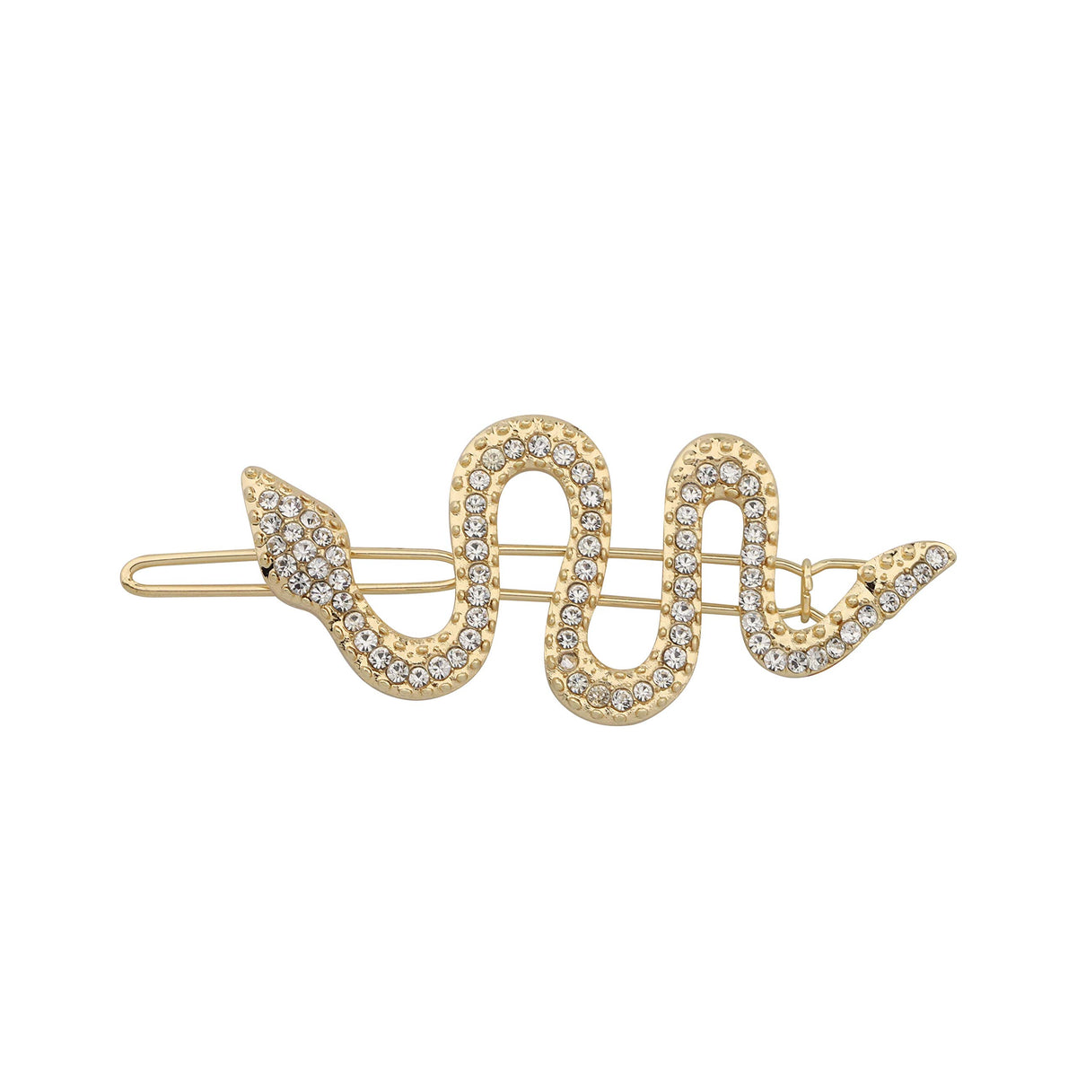 Aktap Snake Gold Hair Clip - Rhinestone Animal Hair Accessories For Snake And Reptile Lovers