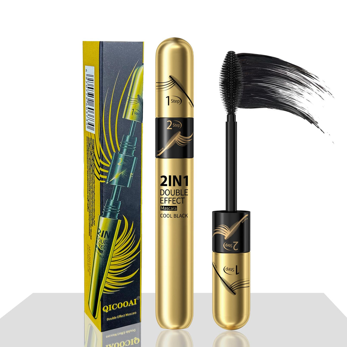 Sjxyoyds 2 In 1 Black Waterproof Silk Fiber Mascara - 5X Longer, Fuller, Bolder Lashes