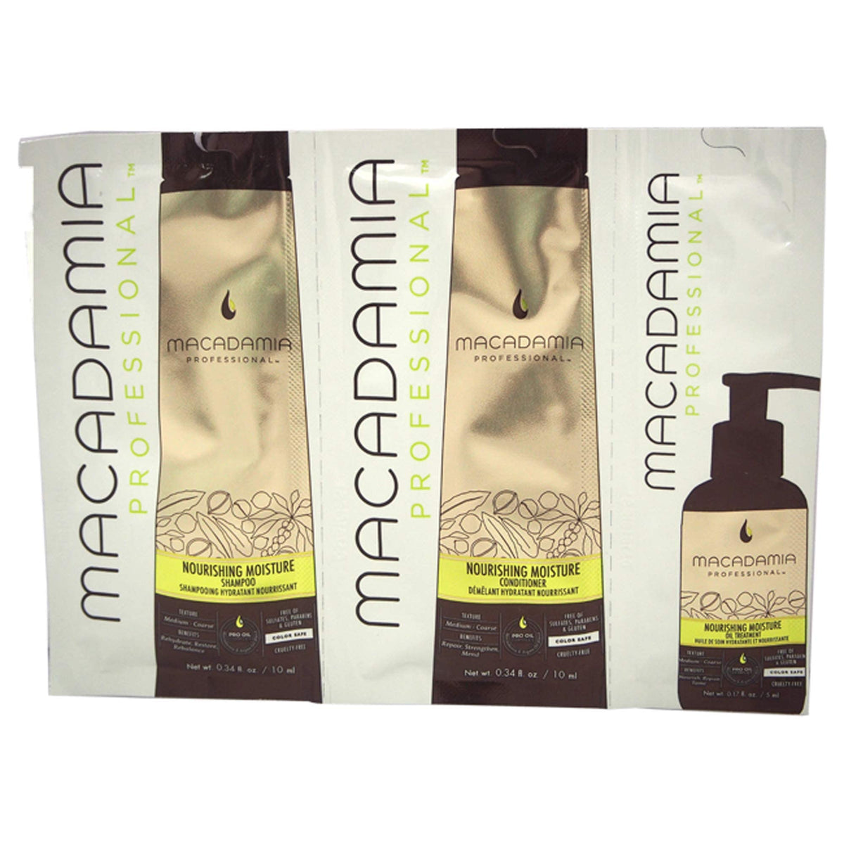 Macadamia Professional Nourishing Moisture Shampoo, Conditioner & Oil Treatment Set, 3 Pc Kit