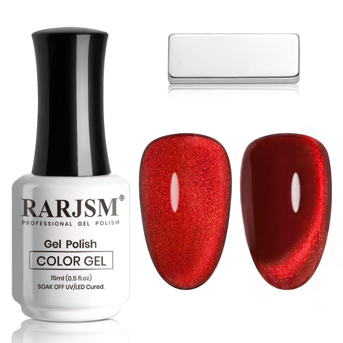 Rarjsm Dark Wine Red Cat Eye Gel Nail Polish 15Ml With Magnet For Uv Led Curing Manicure